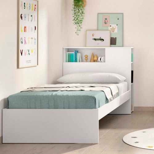 Letto singolo moderno bianco 218x99cm adatto per materasso 90x190 cm - Crispina