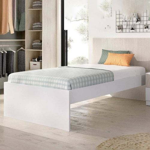 Letto singolo moderno bianco e rovere 194x146cm adatto per materasso 90x190 cm - Guillermo