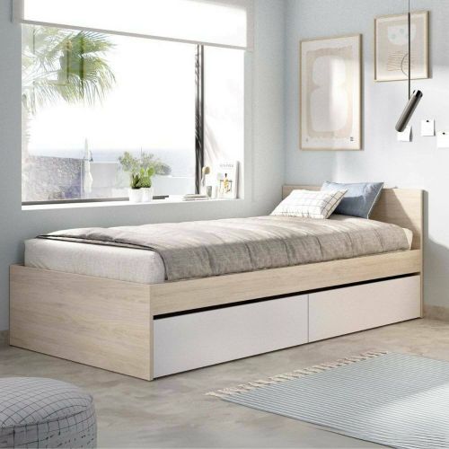 Letto singolo moderno bianco e rovere 194x95 - Arcade
