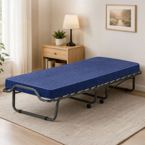 Letto singolo pieghevole rete inclusa 200x80cm blu - Ascea