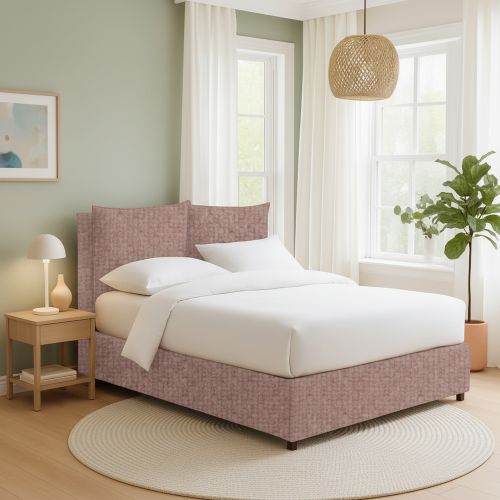 Letto Singolo Rosa Antico Sfoderabile Contenitore, Dimensione Materasso 90x190 cm - Ripi