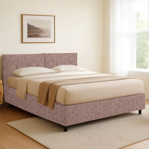 Letto Singolo Rosa Antico Sfoderabile Contenitore, Dimensione Materasso 90x200 cm - Nocara