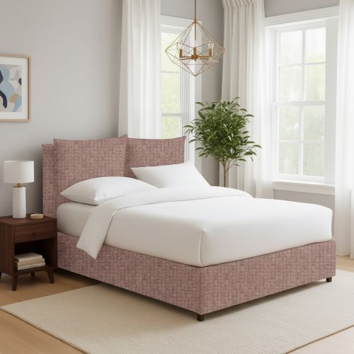 Letto Singolo Rosa Antico Sfoderabile Contenitore, Dimensione Materasso 90x200 cm - Oncino