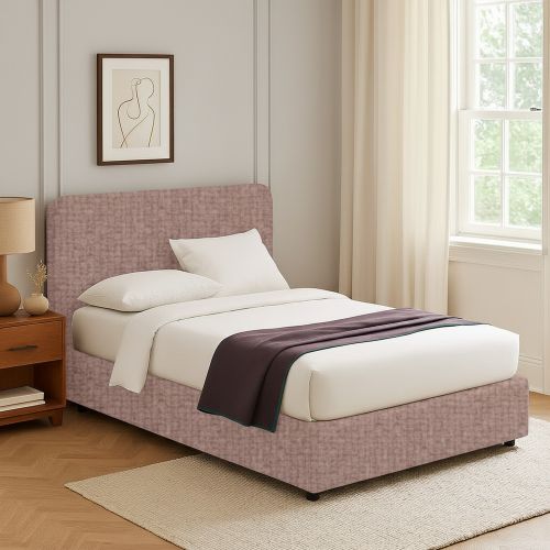 Letto Singolo Rosa Antico Sfoderabile Contenitore, Dimensione Materasso 90x200 cm - Serrone