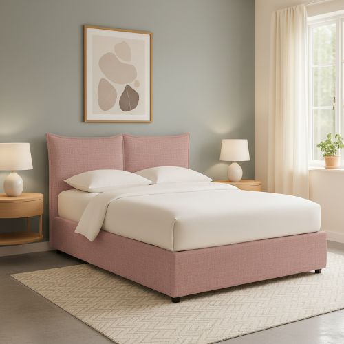 Letto Singolo Rosa Sfoderabile Contenitore, Dimensione Materasso 90x200 cm - Lapedona