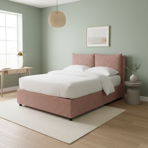 Letto Singolo Rosa Sfoderabile Contenitore, Dimensione Materasso 90x200 cm - Oncino