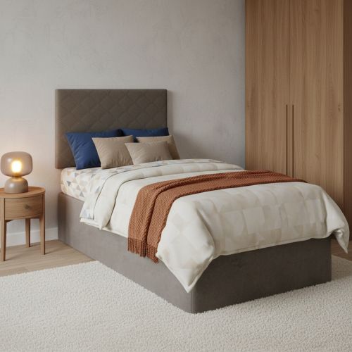Letto singolo tortora 5x90cm rete inclusa - Accu