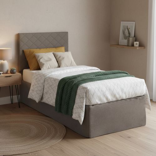 Letto singolo tortora 80x190cm materasso incluso - Ascra