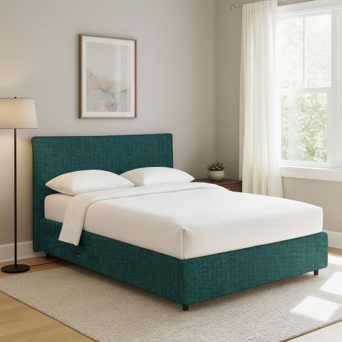 Letto Singolo Verde Petrolio Sfoderabile Contenitore, Dimensione Materasso 90x190 cm - Quisquina