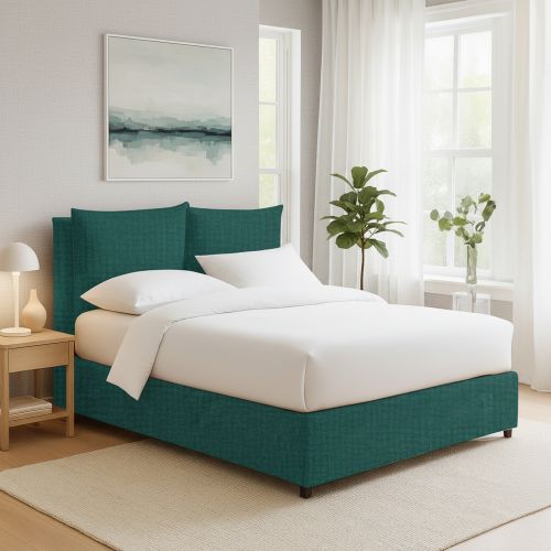 Letto Singolo Verde Petrolio Sfoderabile Contenitore, Dimensione Materasso 90x190 cm - Ripi