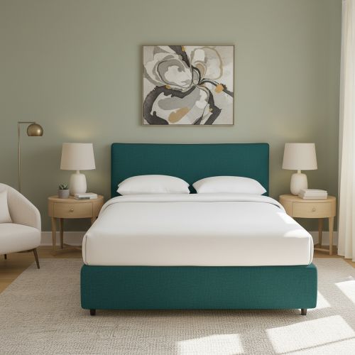 Letto Singolo Verde Petrolio Sfoderabile Contenitore, Dimensione Materasso 90x200 cm - Carbone
