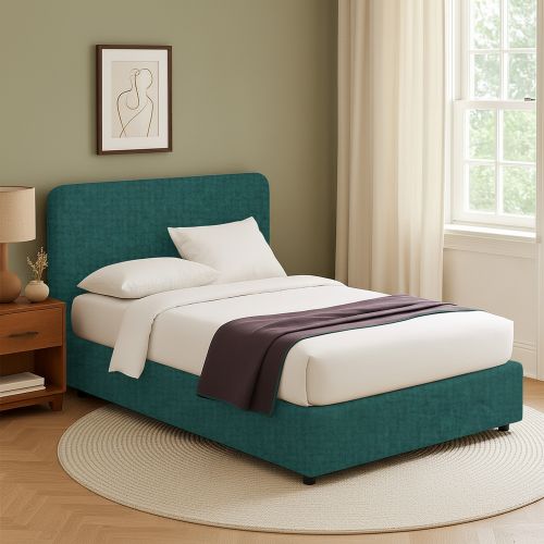 Letto Singolo Verde Petrolio Sfoderabile Contenitore, Dimensione Materasso 90x200 cm - Serrone