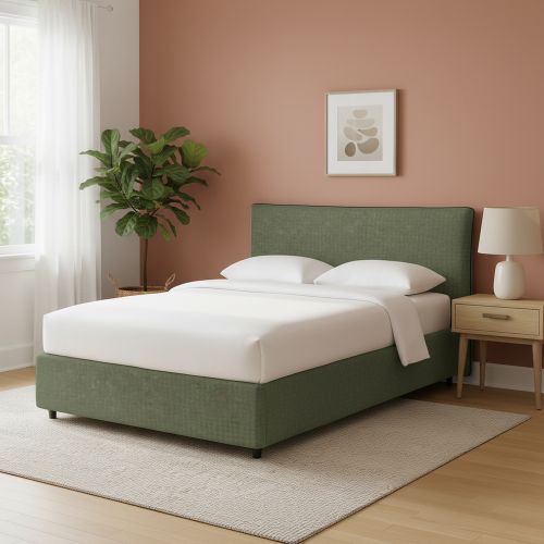Letto Singolo Verde Sfoderabile Contenitore, Dimensione Materasso 90x190 cm - Quisquina