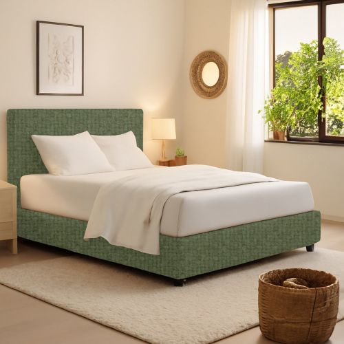 Letto Singolo Verde Sfoderabile Contenitore, Dimensione Materasso 90x190 cm - Sinio