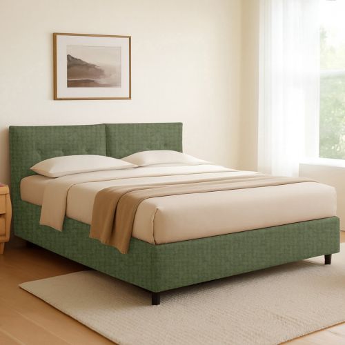 Letto Singolo Verde Sfoderabile Contenitore, Dimensione Materasso 90x190 cm - Stazzano
