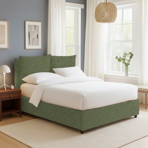 Letto Singolo Verde Sfoderabile Contenitore, Dimensione Materasso 90x200 cm - Oncino