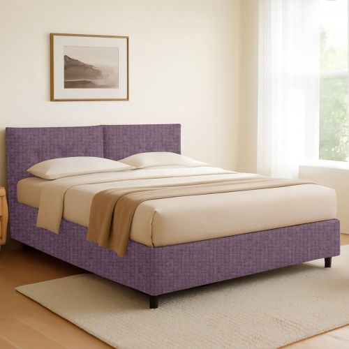 Letto Singolo Viola Lilla Sfoderabile Contenitore, Dimensione Materasso 90x190 cm - Stazzano