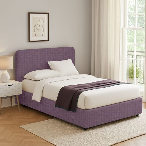 Letto Singolo Viola Lilla Sfoderabile Contenitore, Dimensione Materasso 90x190 cm - Supino