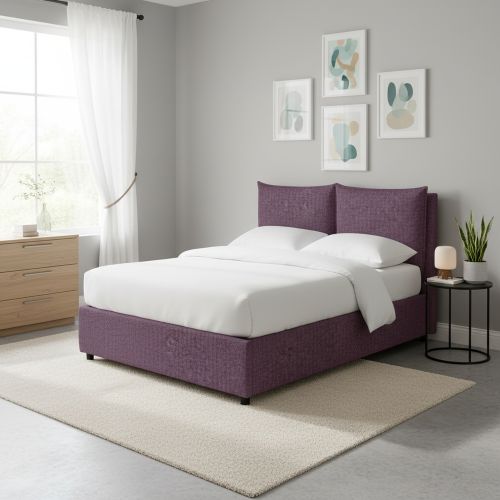 Letto Singolo Viola Lilla Sfoderabile Contenitore, Dimensione Materasso 90x200 cm - Oncino