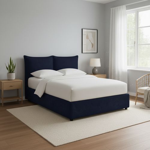 Letto Singolo Viola Scuro Sfoderabile Contenitore, Dimensione Materasso 90x190 cm - Rosora