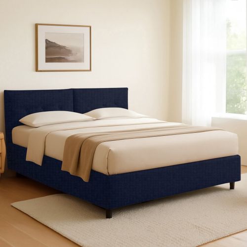 Letto Singolo Viola Scuro Sfoderabile Contenitore, Dimensione Materasso 90x190 cm - Stazzano