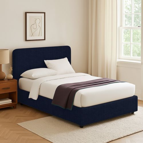 Letto Singolo Viola Scuro Sfoderabile Contenitore, Dimensione Materasso 90x190 cm - Supino