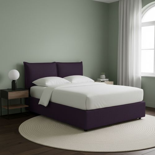 Letto Singolo Viola Sfoderabile Contenitore, Dimensione Materasso 90x190 cm - Rosora