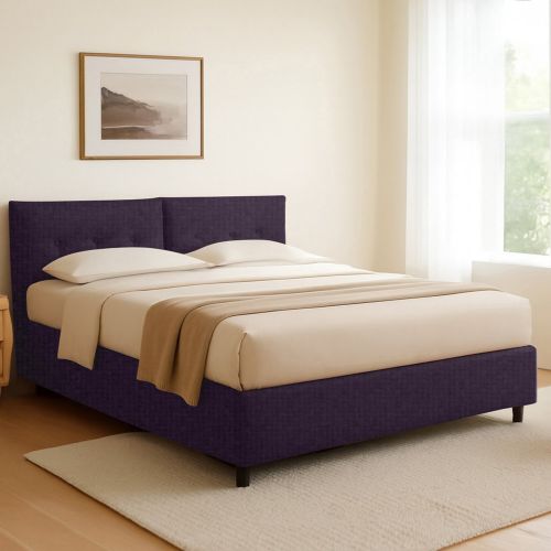 Letto Singolo Viola Sfoderabile Contenitore, Dimensione Materasso 90x190 cm - Stazzano