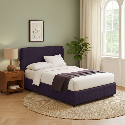 Letto Singolo Viola Sfoderabile Contenitore, Dimensione Materasso 90x190 cm - Supino