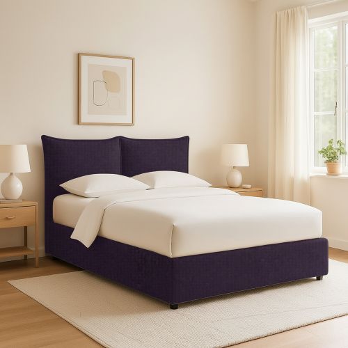 Letto Singolo Viola Sfoderabile Contenitore, Dimensione Materasso 90x200 cm - Lapedona