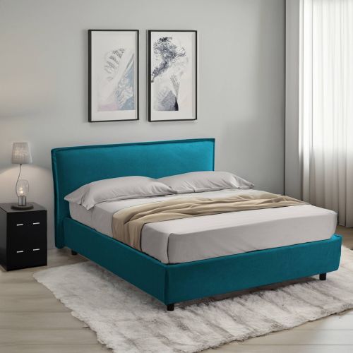 Letto un posto contenitore azzurro 100x210cm materasso incluso - Brozolo