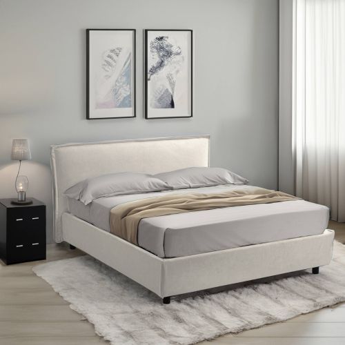 Letto un posto contenitore beige 100x210cm materasso incluso - Brozolo