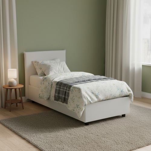 Letto una piazza con contenitore bianco 105x215 - Albia