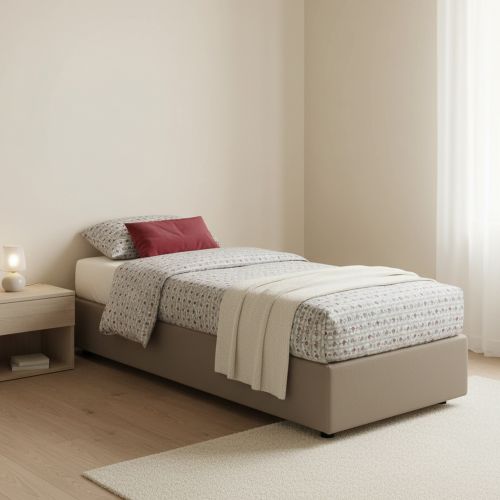Letto una piazza con contenitore tortora 105x215 - Ayla