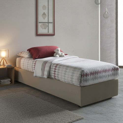 Letto una piazza con contenitore tortora 95x205 - Ermanna