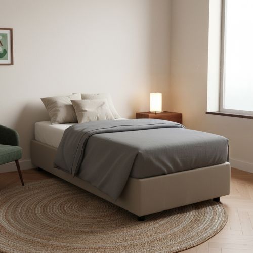 Letto una piazza con contenitore tortora 95x215 - Abruzzo