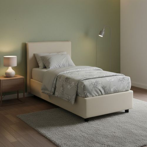 Letto una piazza contenitore beige 105x205cm rivestimento in tessuto - Arminius