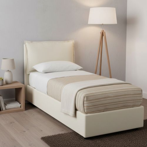 Letto una piazza contenitore beige 95x215cm moderno - Azzurrino