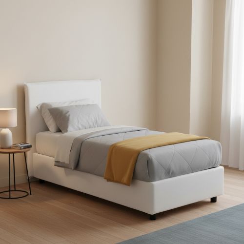 Letto una piazza contenitore bianco 105x205cm moderno - Ajan