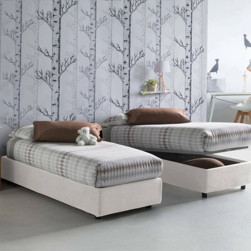 Letto una piazza contenitore bianco 105x205cm sfoderabile - Acrostico