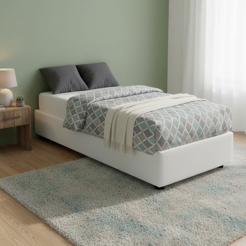 Letto una piazza contenitore bianco 105x215cm comodo - Richilde