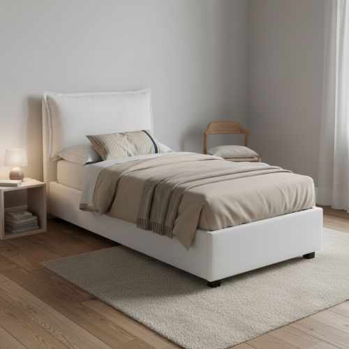 Letto una piazza contenitore bianco 105x215cm moderno - Abroghat
