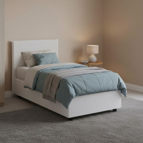Letto una piazza contenitore bianco 95x215cm adatto per materasso 80x200 cm - Atelmo