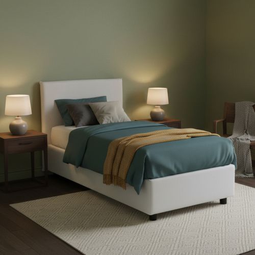 Letto una piazza contenitore bianco 95x215cm comfort - Boudicca