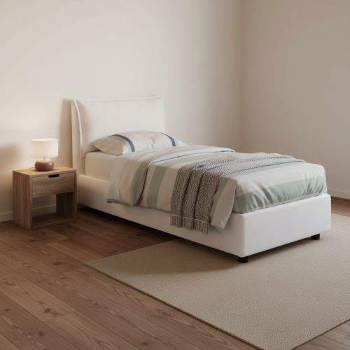 Letto una piazza contenitore bianco 95x215cm comodo - Azzurrino