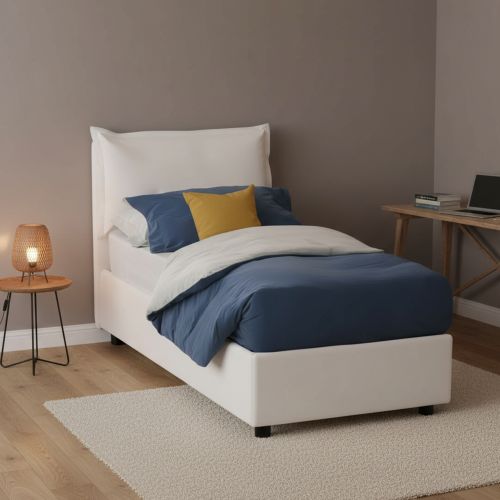 Letto una piazza contenitore bianco 95x215cm elegante - Perpetue