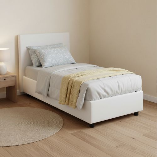 Letto una piazza contenitore bianco 95x215cm moderno - Shana
