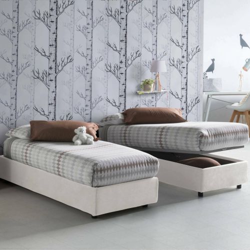 Letto una piazza contenitore bianco 95x215cm sfoderabile - Ava
