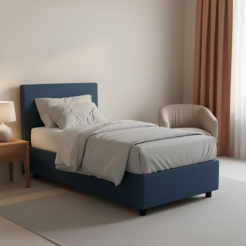 Letto una piazza contenitore blu 105x205cm materasso incluso - Arminius