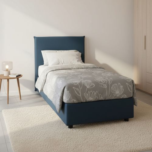 Letto una piazza contenitore blu 95x215cm adatto per materasso 80x200 cm - Shana